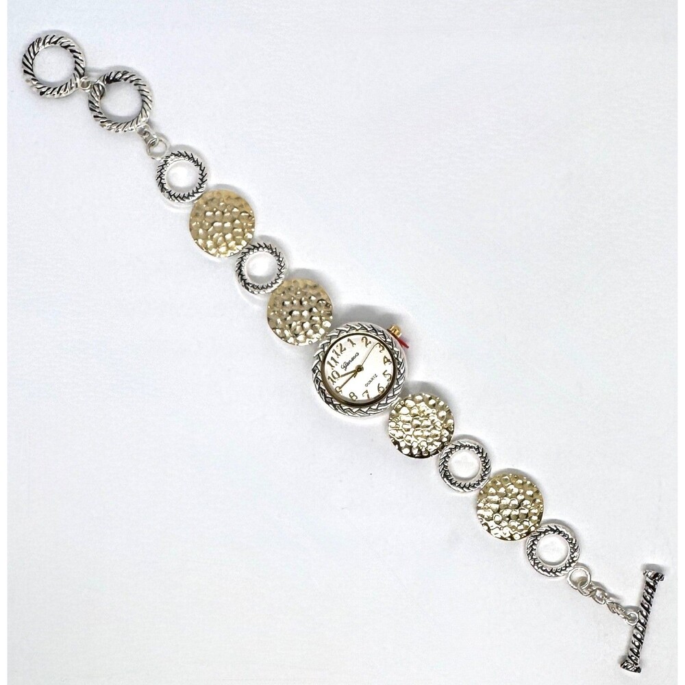 Vtg, New Y2K Silver and Gold Plated Ladies Watch Bracelet Item #1076